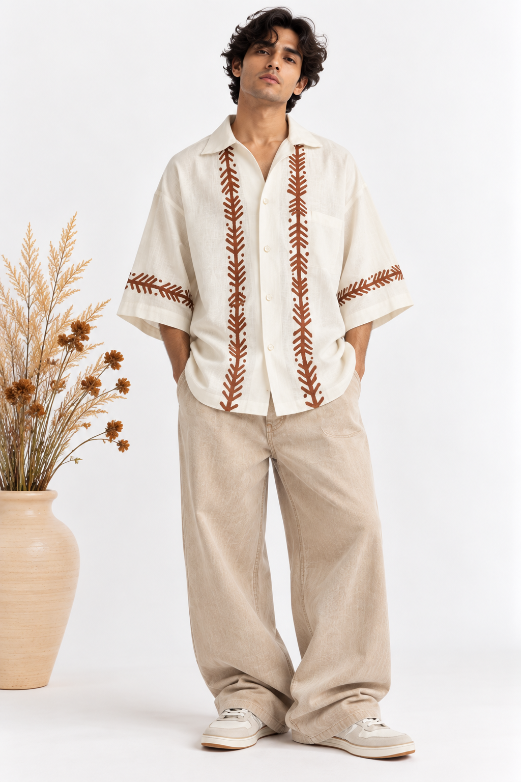 Hand-Painted Forest Trail Unisex Cotton Shirt