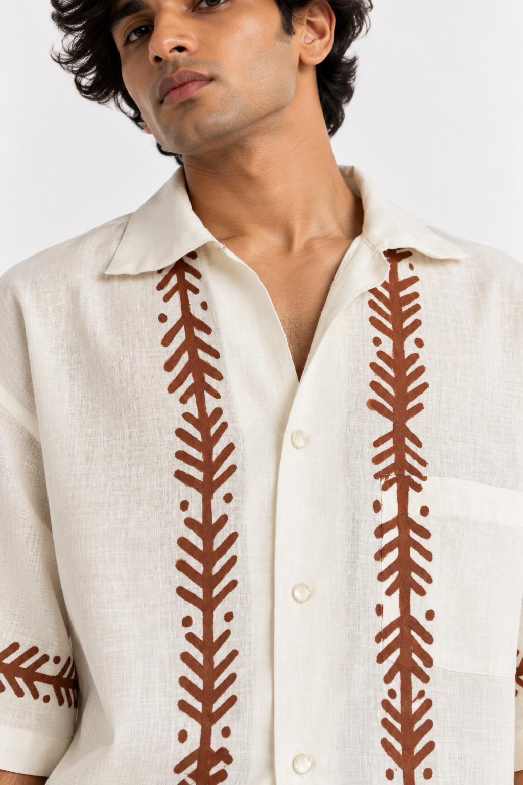 Hand-Painted Forest Trail Unisex Cotton Shirt