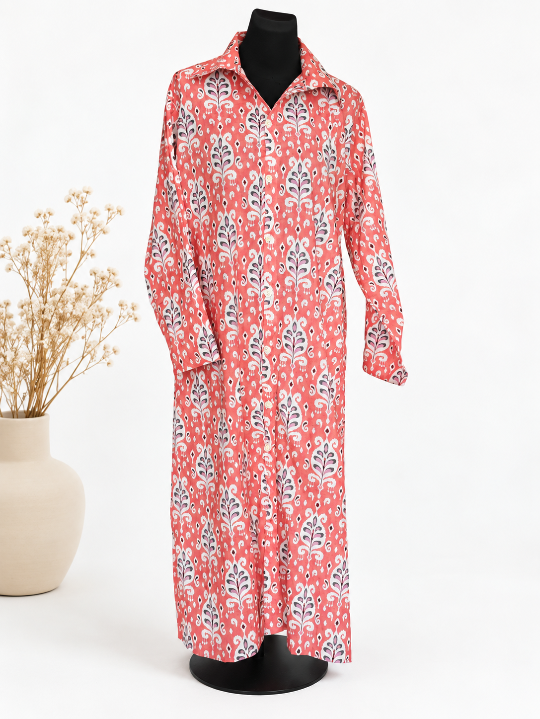 Coral Garden Shirt Dress