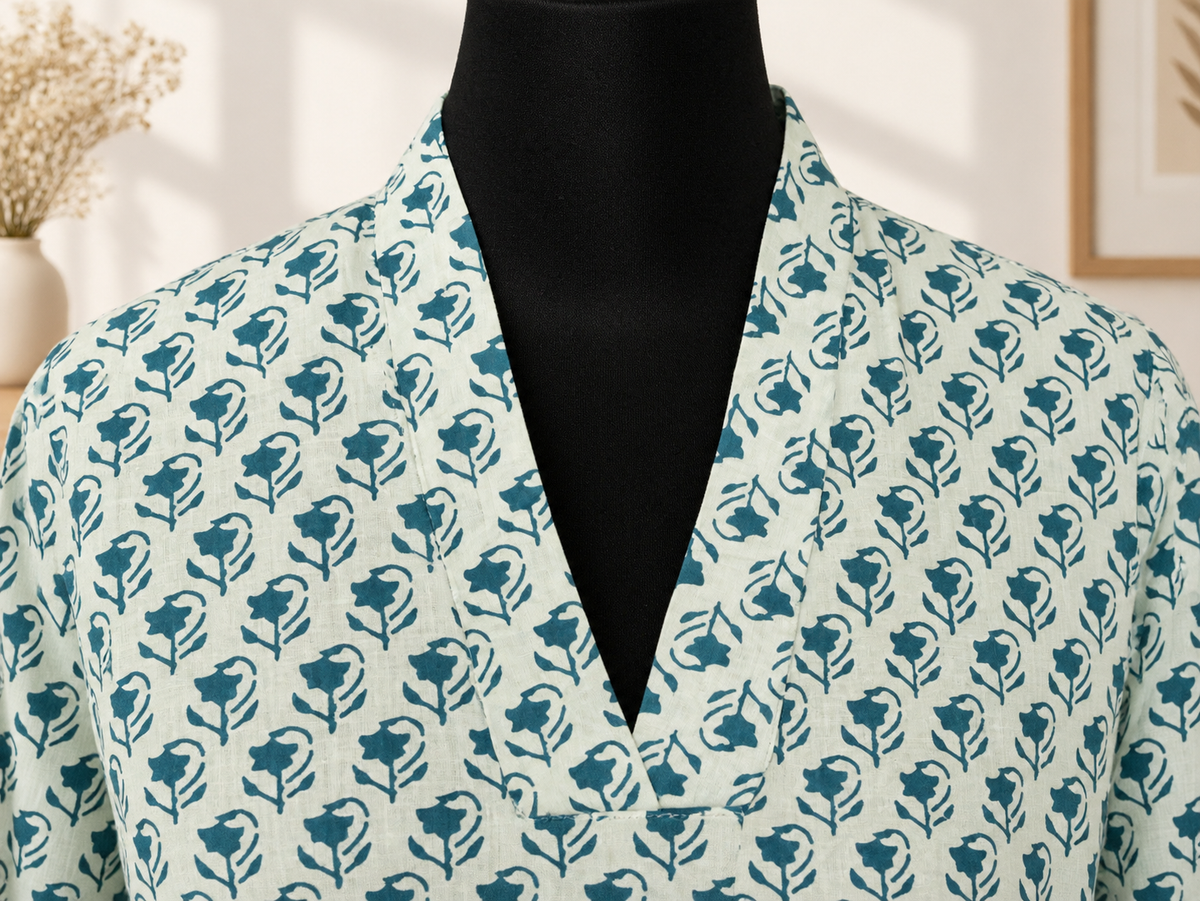Blue Bloom Printed Kurta