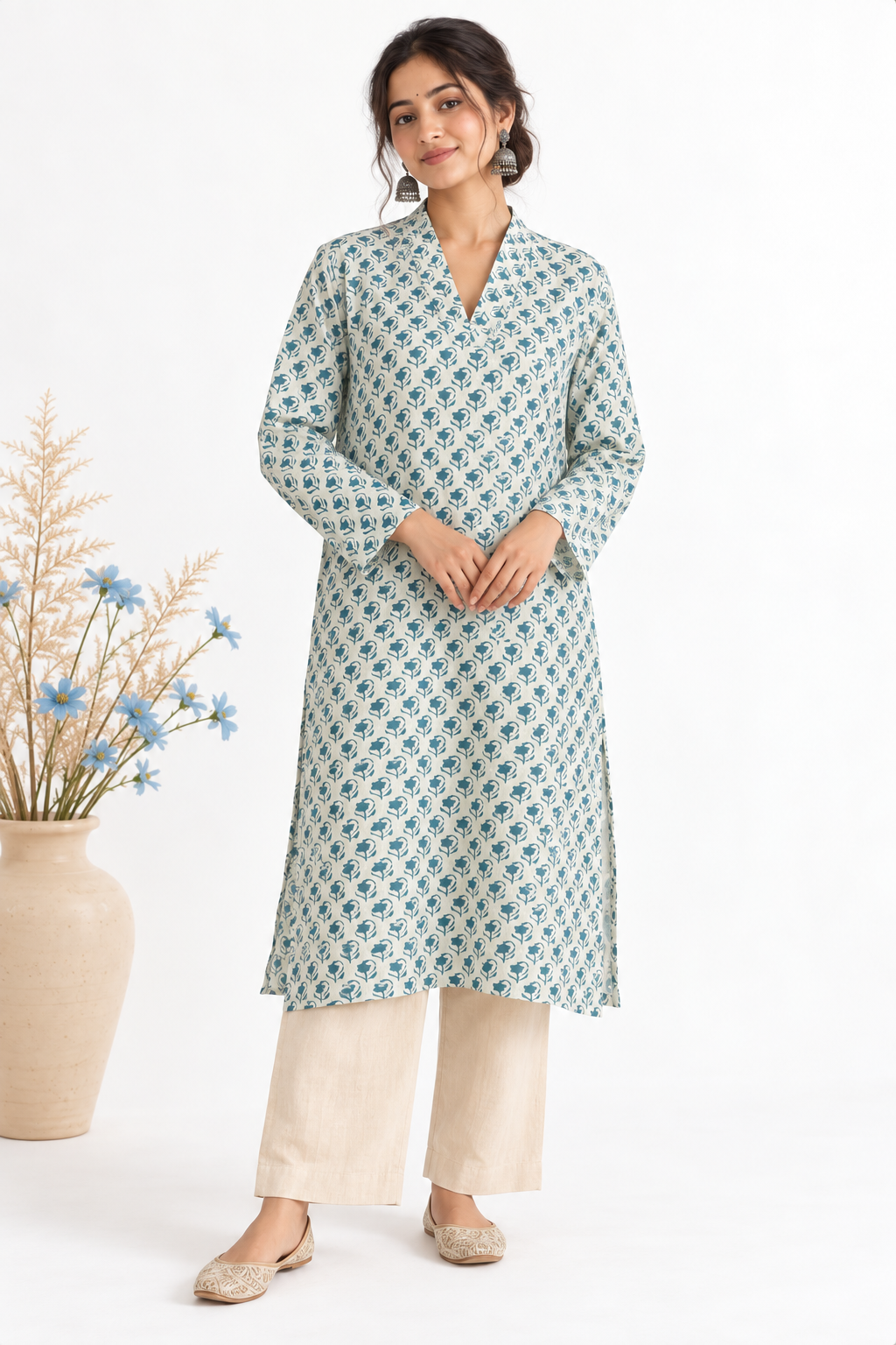 Blue Bloom Printed Kurta
