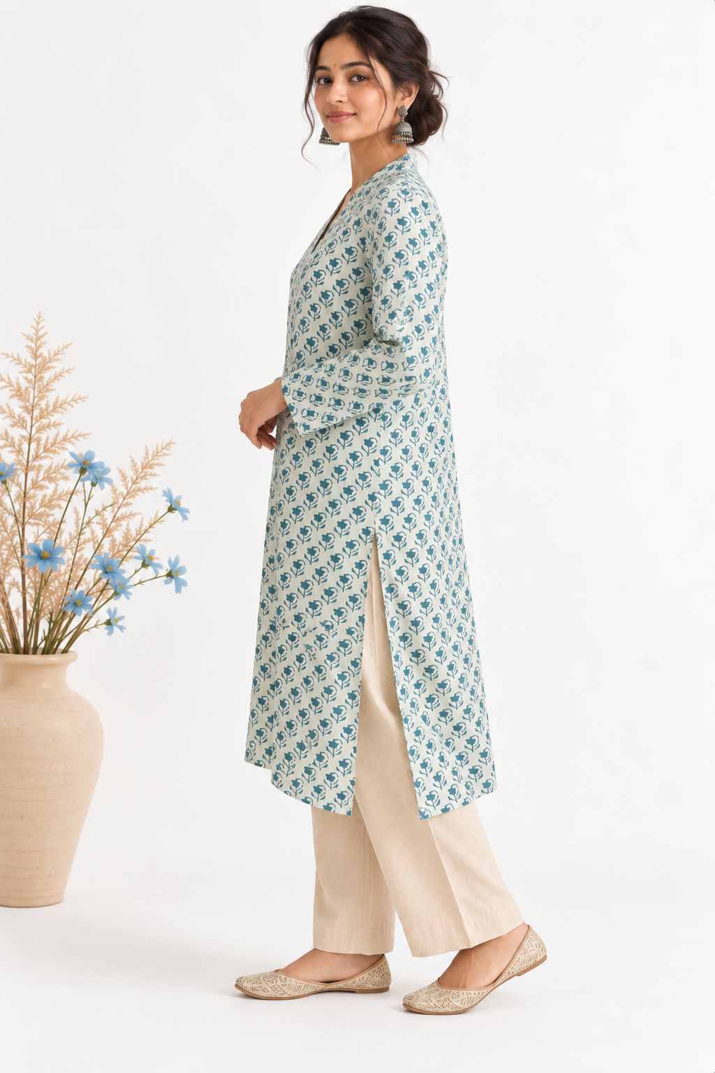 Blue Bloom Printed Kurta