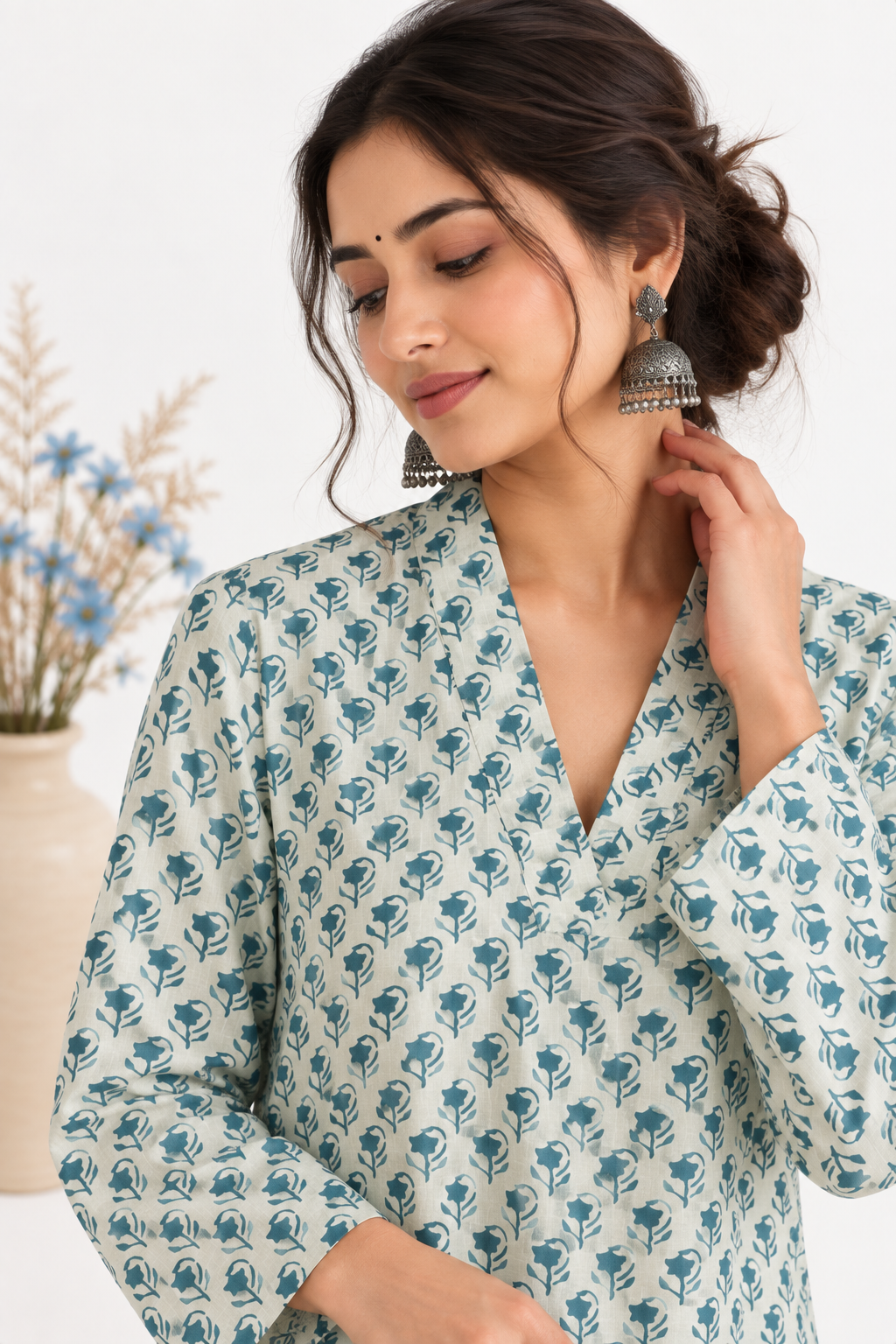 Blue Bloom Printed Kurta