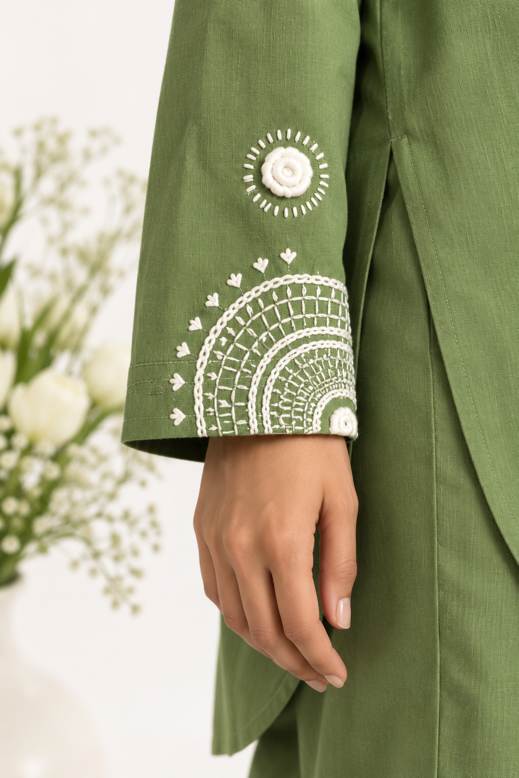 100% Organic Cotton Kurta with Hand Embroidery