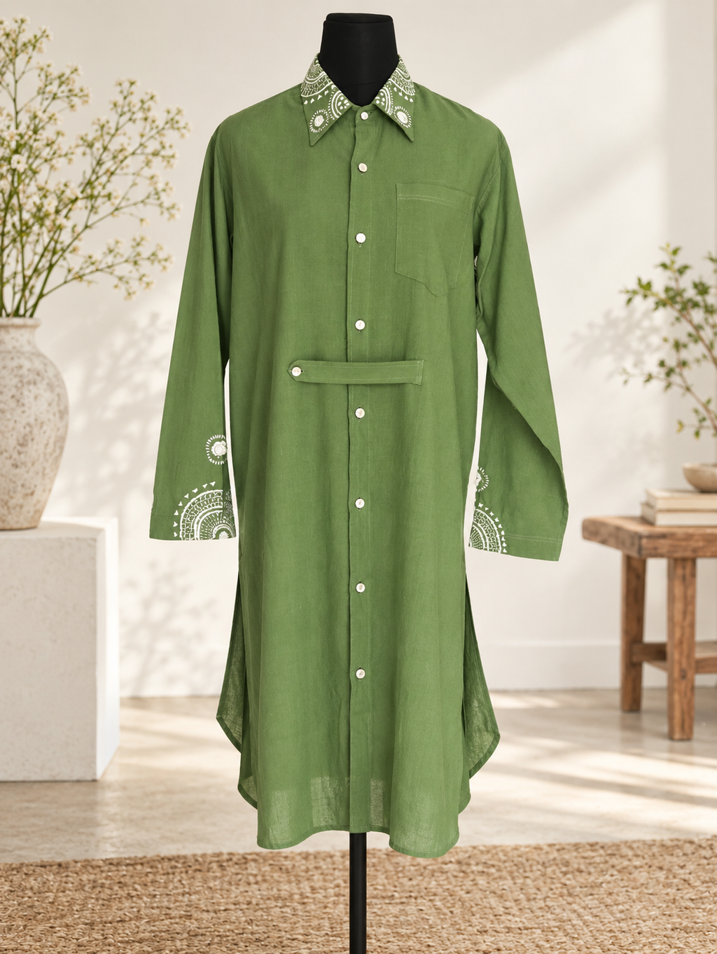 100% Organic Cotton Kurta with Hand Embroidery