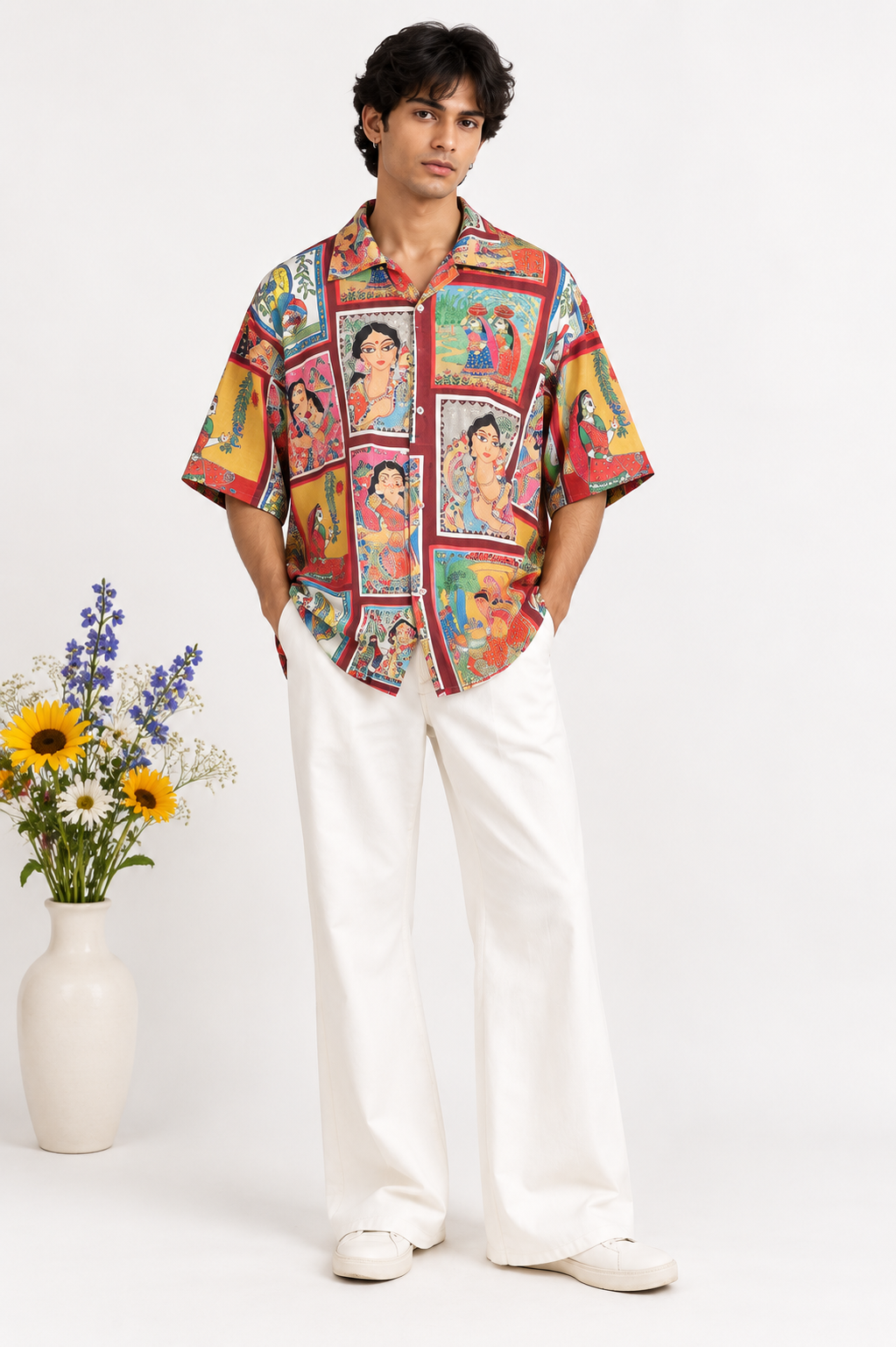 Oversized Unisex Shirt in Mithila Print