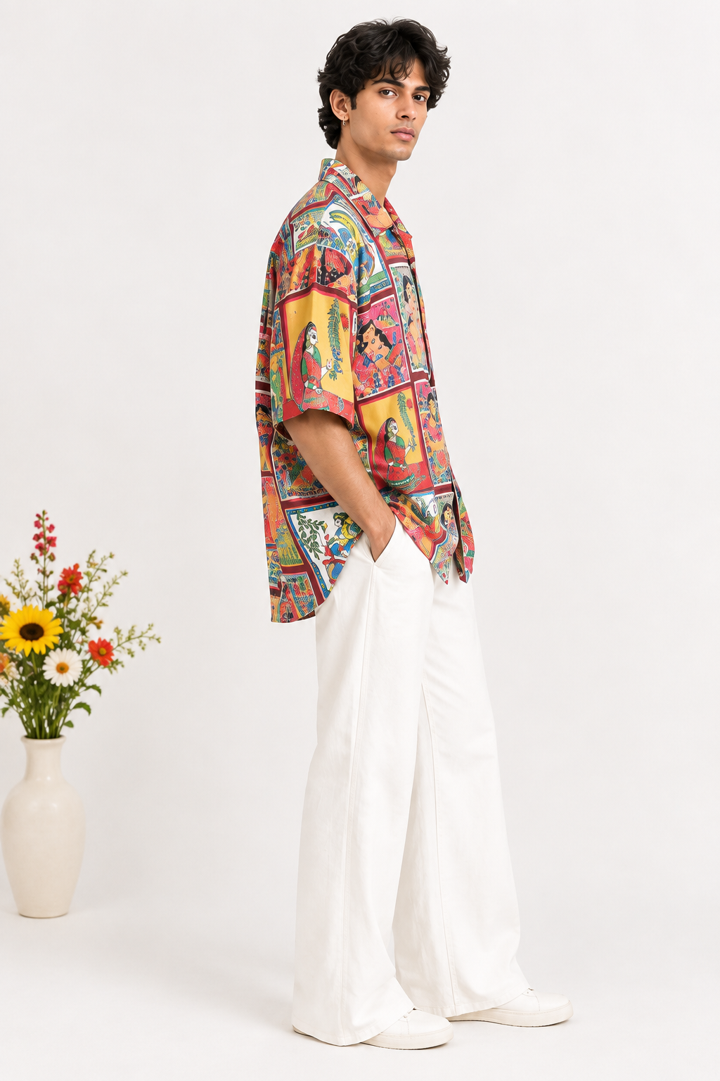 Oversized Unisex Shirt in Mithila Print
