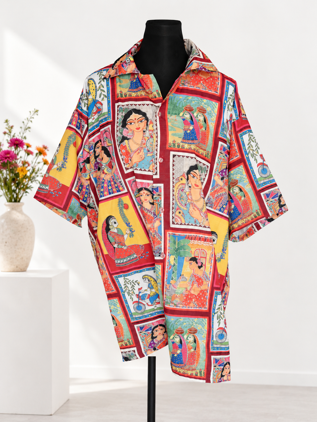 Oversized Unisex Shirt in Mithila Print