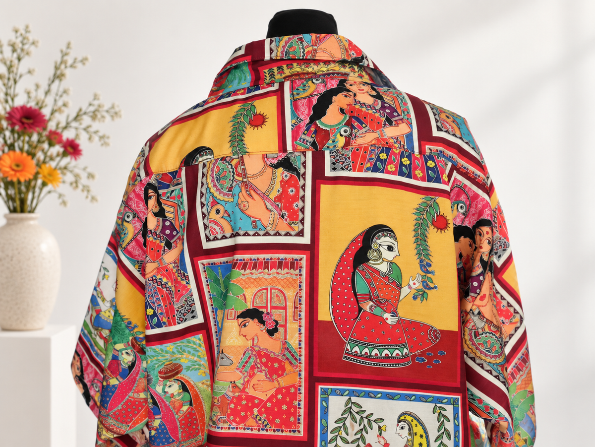 Oversized Unisex Shirt in Mithila Print