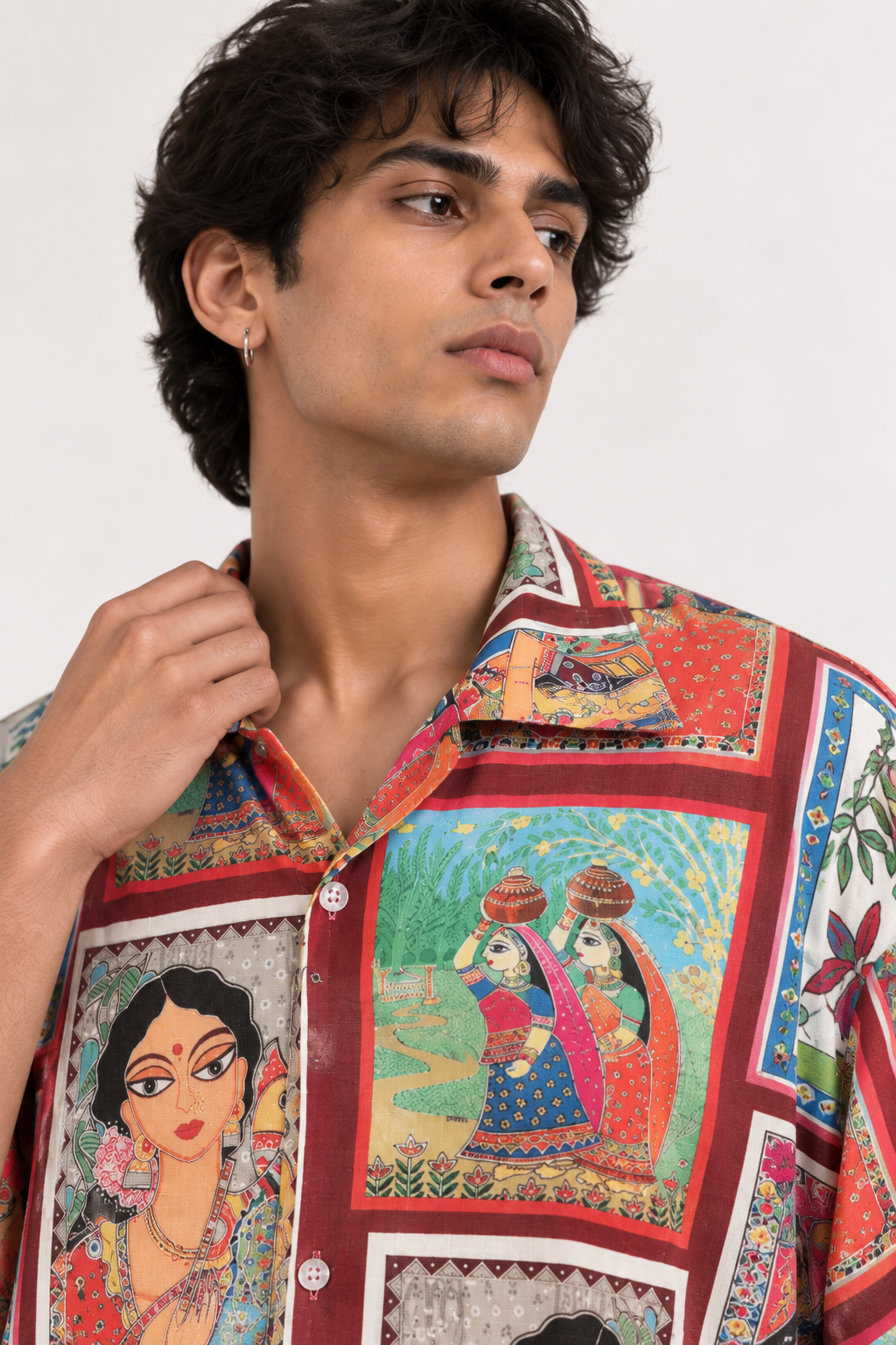 Oversized Unisex Shirt in Mithila Print