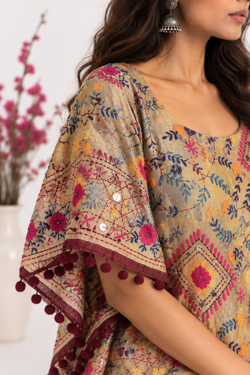 Phulkari Handwork Kaftan Top